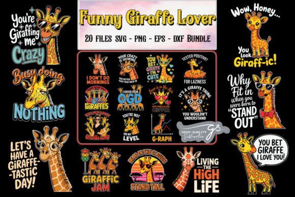 Funny Giraffe Lover SVG Bundle: Graphics for Crafts and Blogs